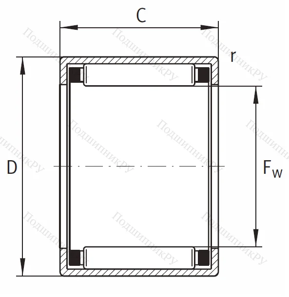 Игольчатый подшипник HK 2512 B