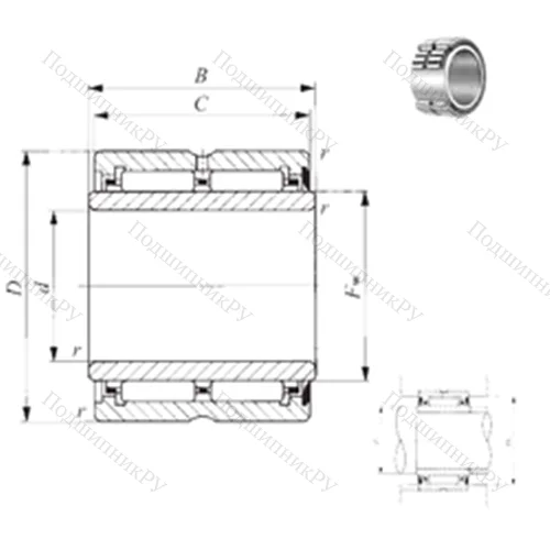 Подшипник игольчатый радиальный NA 6908U
