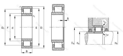 Роликовый цилиндрический подшипник NU 2222 E.M 1.C 3
