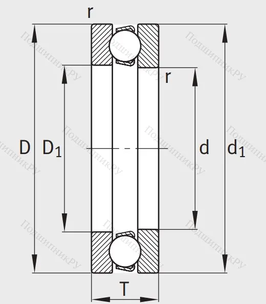 Упорный шариковый подшипник 8208 Н (51208)