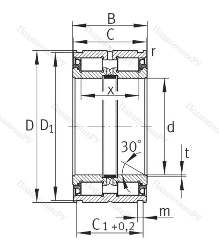Двухрядный роликовый подшипник SL 04 5008 PP от производителя  INA
