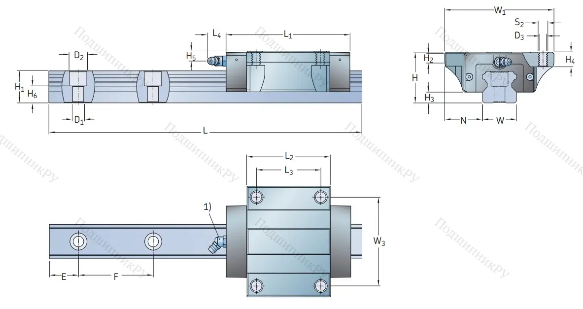 Профильная рельсовая направляющая LLTHS 25 R 1 T 1 220 P 3 E=0 (M/P 011515)