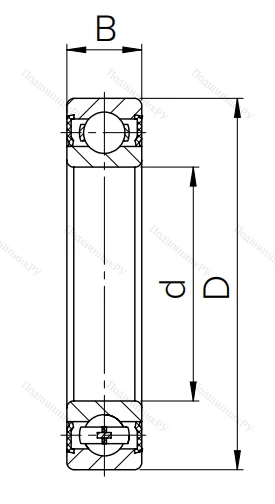 Шариковый однорядный подшипник 180101 (6001 2RS)