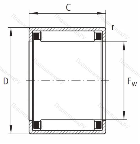 Игольчатый подшипник HK 2012 B от производителя  INA