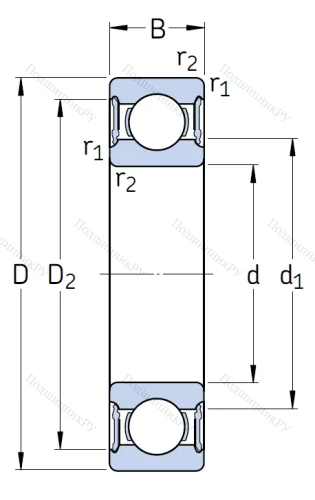 Однорядный шариковый подшипник 6307 2RS 1/C 3 от производителя  SKF
