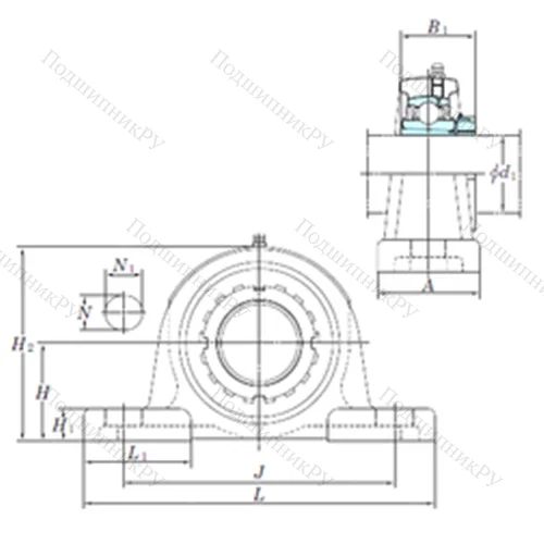 Подшипниковый узел шариковый радиальный UKP 212 от производителя  KOYO
