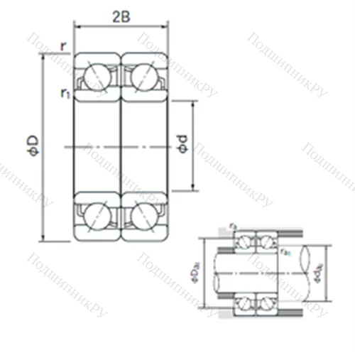 Подшипник шариковый радиально-упорный спаренный 7216DF
