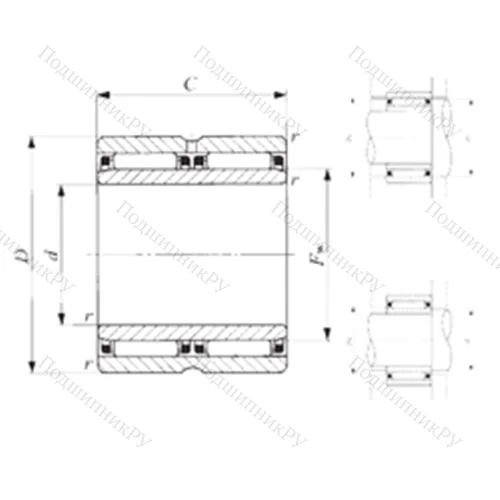 Подшипник игольчатый радиальный NAFW 7010060