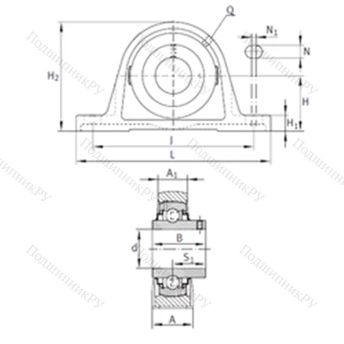 Подшипниковый узел шариковый радиальный RAKY 1-11/16