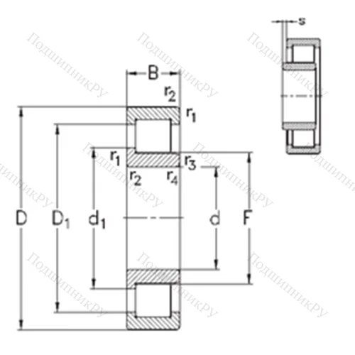 Подшипник роликовый радиальный NJ 244-E-MA 6