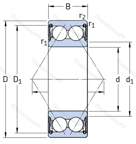 Двухрядный шариковый подшипник 3208 A-2RS 1/C 3LVT 114F 7 от производителя  SKF