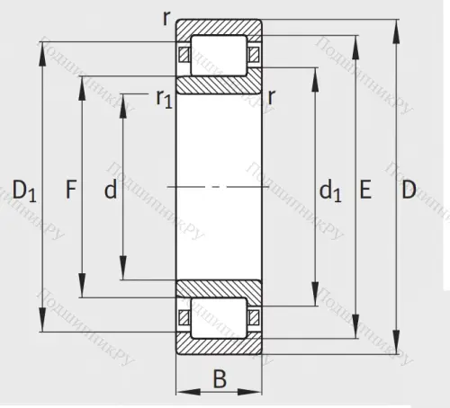 Роликовый цилиндрический подшипник NJ 2309 E XL TVP 2 от производителя  FAG