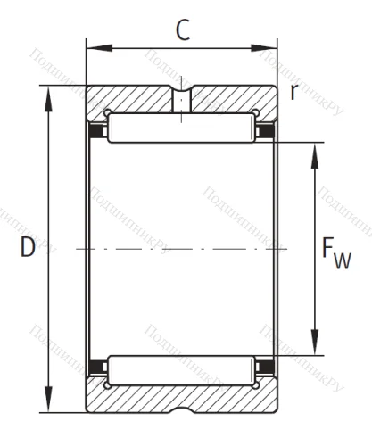 Игольчатый подшипник NK 25/16 XL от производителя  INA