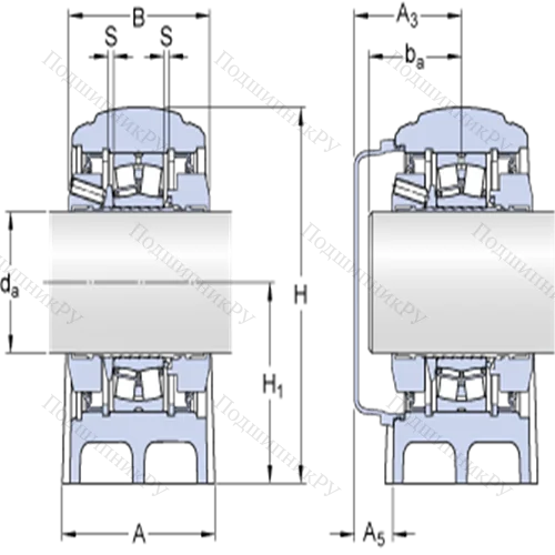 Стационарные роликоподшипниковые узлы ( ConCentra, для метрических валов) SYNT 70 LW