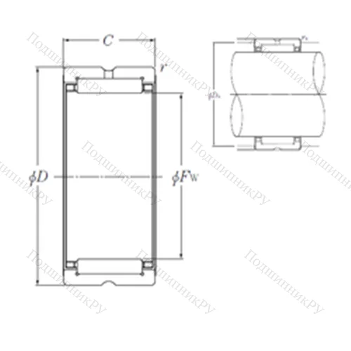Подшипник игольчатый радиальный MR 223020