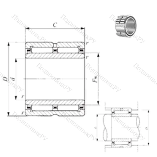 Подшипник игольчатый радиальный NA 6911