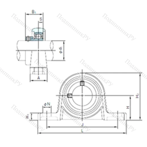 Подшипниковый узел шариковый радиальный UP 000