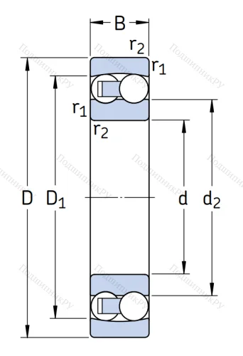 Двухрядный шариковый подшипник 2211 ETN 9 от производителя  SKF