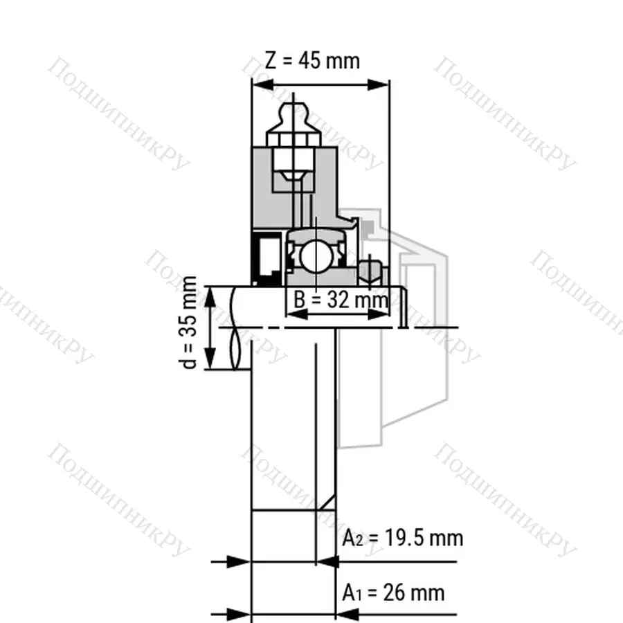 Подшипниковый узел WP-SSBF 207 - Вал: 35 мм