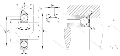 Радиально-упорный шариковый подшипник QJ 315 N 2MPA от производителя  FAG