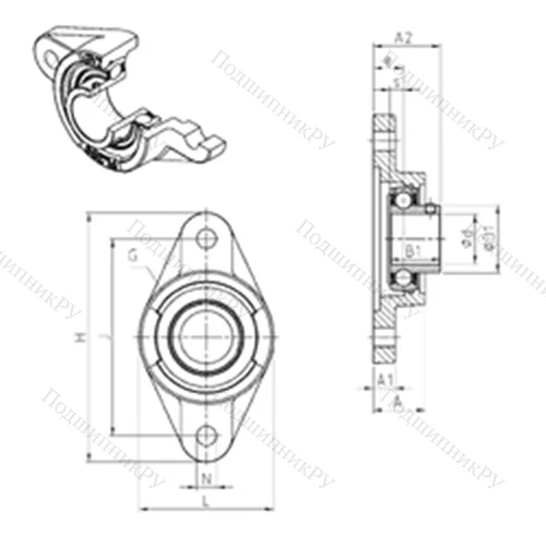 Подшипниковый узел шариковый радиальный USFL 208