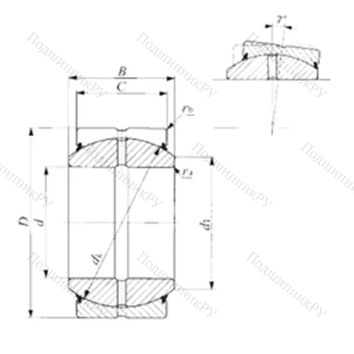 Подшипник скольжения сферический SBB 64-2RS