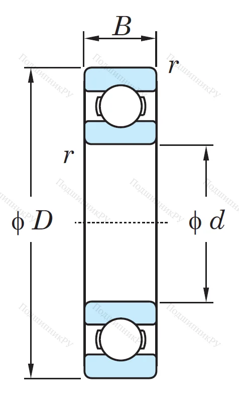 Однорядный шариковый подшипник 6413