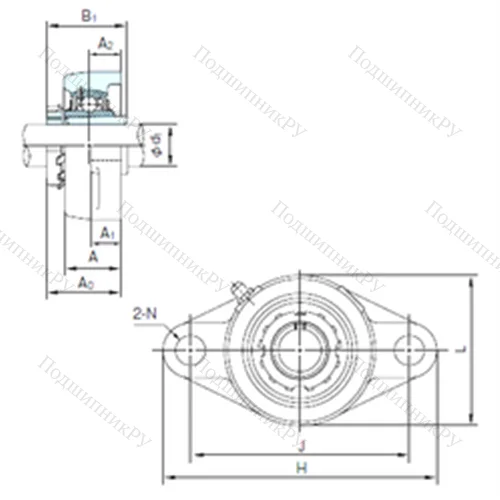 Подшипниковый узел шариковый радиальный UKFL 212+H 2312