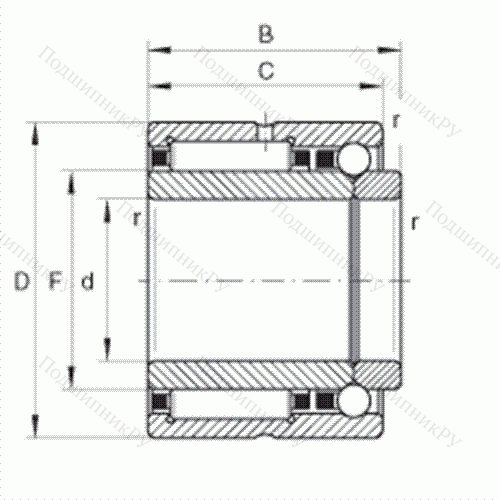 Шарикоподшипник радиально-упорный комбинированный с игольчатыми роликами NKIB 5911